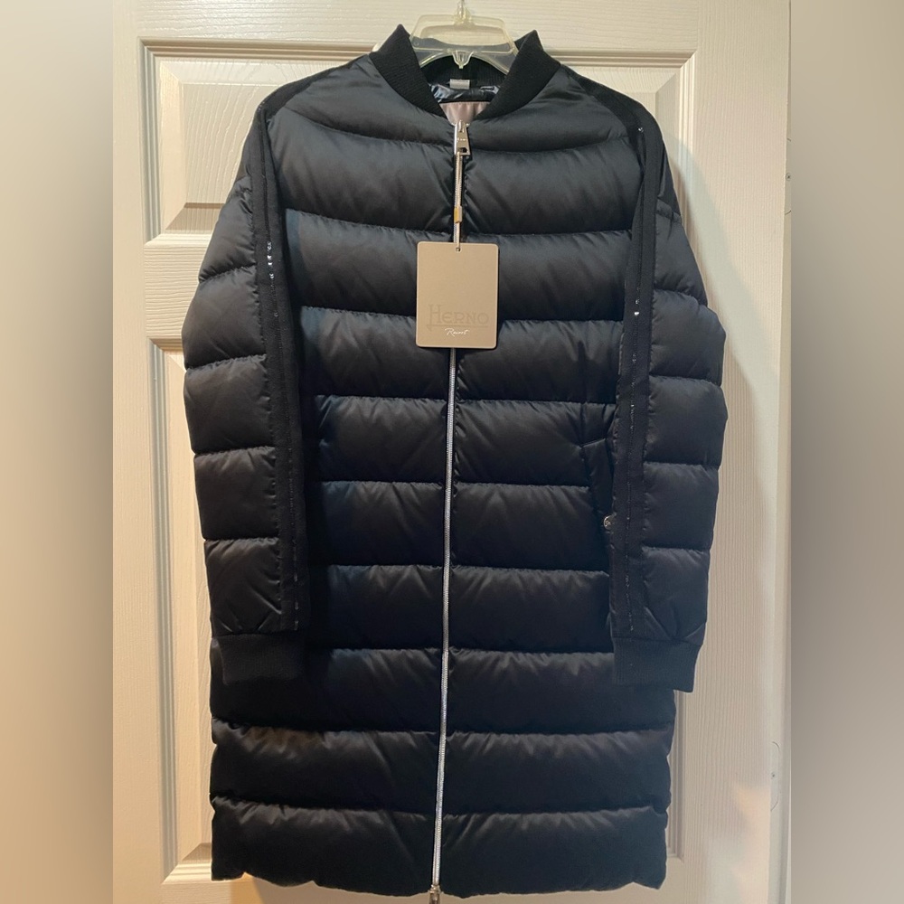 Herno Stylish Black Coat, US Size S, EU size 36